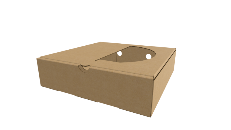 飛機(jī)盒- 開(kāi)窗透氣孔披薩翻蓋盒設(shè)計(jì)結(jié)構(gòu)圖